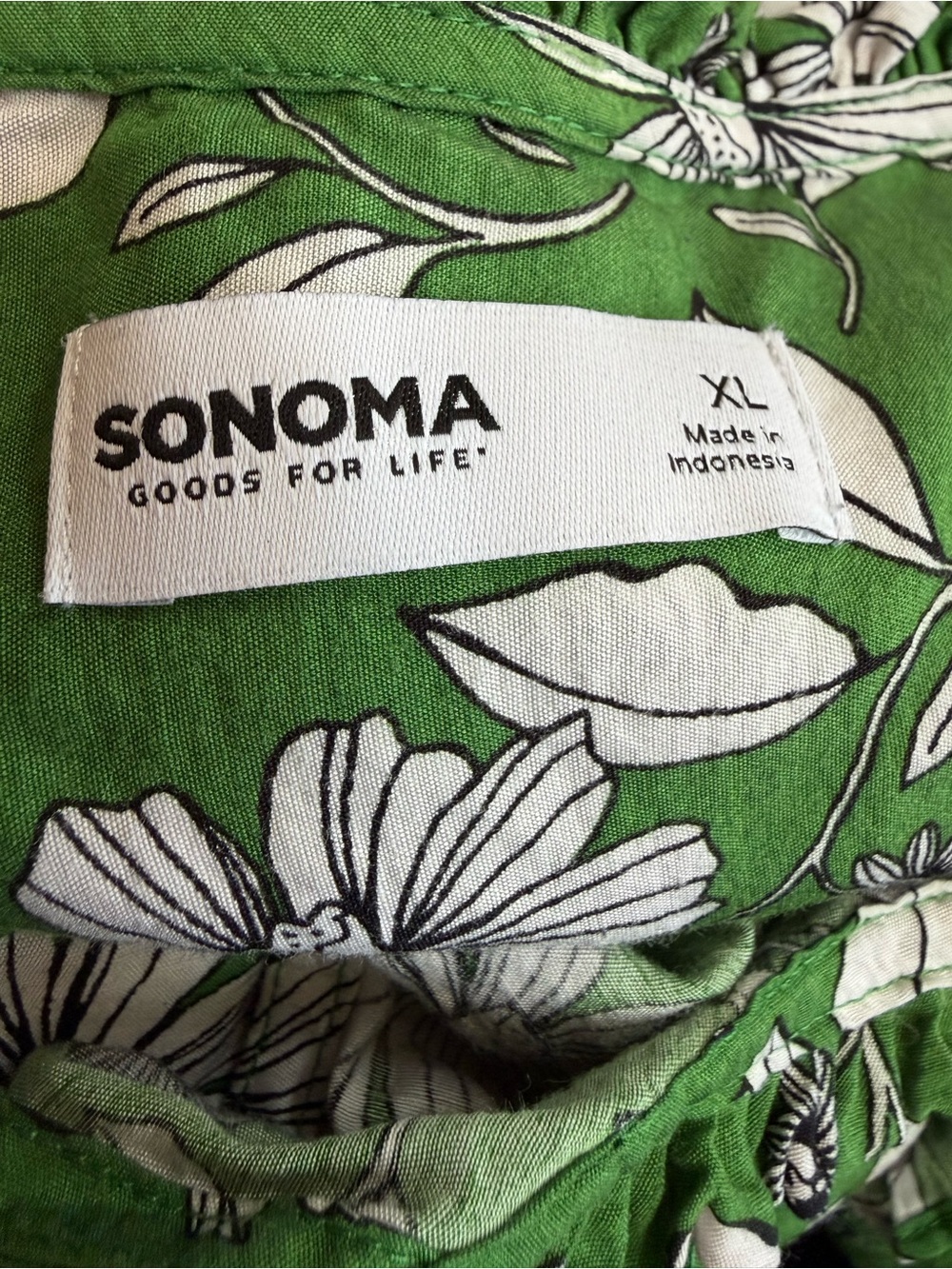 Sonoma Green Floral Ruffle-Trim Tie-Neck Blouse - Picture 7 of 8